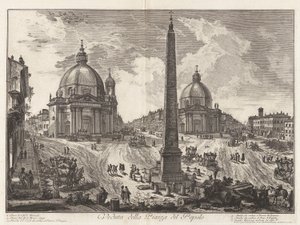 Näkymä Piazza del Popololle, Vedute di Romalta (näkymät Roomaan) tekijältä Giovanni Battista Piranesi