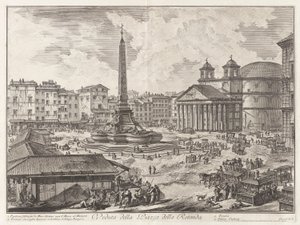 Veduta della Piazza della Rotunda (näkymä Piazza della Rotondalle [taustalla Pantheon]), Vedute di Romasta (Rooman näkymät) tekijältä Giovanni-Battista Piranesi