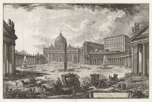 Näkymä Suurelle Piazzalle ja Pyhän Pietarin basilikalle tekijältä Giovanni-Battista Piranesi