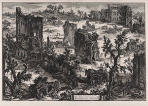 Veduta delle Terme di Tito (näkymä Tituksen kylpylöille), Vedute di Romasta (Näkymät Roomaan) tekijältä Giovanni-Battista Piranesi