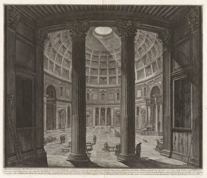 Pantheonin sisänäkymä..., sarjasta "Rooman näkymiä" tekijältä Giovanni Battista Piranesi