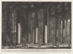 Sisäkuva Pantheonin Pronaoksesta, Vedute di Romasta (näkymät Roomaan) tekijältä Giovanni-Battista Piranesi