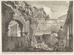 Näkymä Portico di Ottavian atriumista sisäpuolelta Portin atriumin sisäkuva ..., 1760. tekijältä Giovanni Battista Piranesi