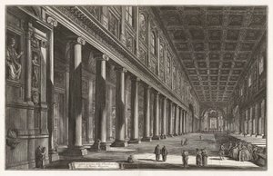Sisänäkymä Santa Maria Maggioren basilikaan, Vedute di Romasta (näkymät Roomaan) tekijältä Giovanni-Battista Piranesi