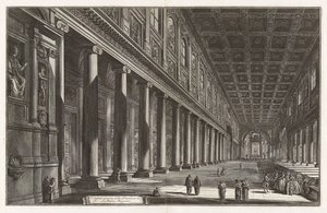 Santa Maria Maggioren basilikan sisänäkymä, sarjasta "Näkymiä Roomasta" tekijältä Giovanni Battista Piranesi