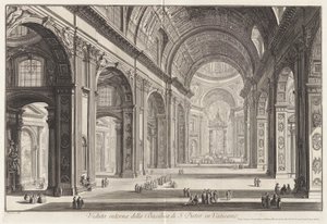 Sisäkuva Pyhän Pietarin basilikasta tekijältä Giovanni-Battista Piranesi