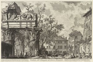 Veduta Jupiter Tonansin temppelin kanssa, n. 1755 tekijältä Giovanni Battista Piranesi