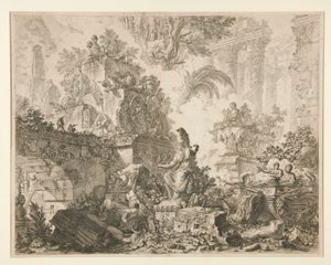 Näkymät Roomaan: Etutaulu Minervan patsaalla tekijältä Giovanni-Battista Piranesi