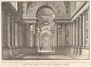 Muinaisen temppelin eteishalli... teoksesta "Prima Parte di Architettura, e Prospettive" tekijältä Giovanni Battista Piranesi