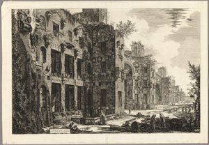 Näkymä Diocletianuksen kylpylän näkyville jäännöksille S. Maria degli Angelissa Rooman näkymistä tekijältä Giovanni-Battista Piranesi