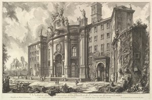 Näkymä S. Crocen basilikan julkisivusta Gerusalemmessa [Pyhä Risti Jeruksessa..., n. 1750. tekijältä Giovanni Battista Piranesi