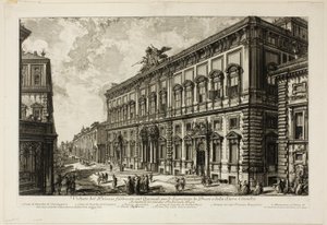 Näkymä Palazzo della Consultalle Quirinalissa, jossa on paavin sihteeristö, Rooman näkymistä tekijältä Giovanni-Battista Piranesi