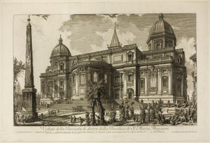 Näkymä S. Maria Maggioren basilikan takasisäänkäynnille Rooman näkymistä tekijältä Giovanni-Battista Piranesi