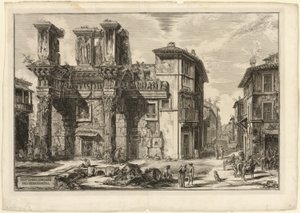Näkymä Forum of Nervan raunioihin Rooman näkymistä tekijältä Giovanni-Battista Piranesi