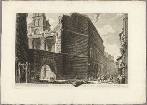 Näkymä Forum of Nervan raunioihin Rooman näkymistä tekijältä Giovanni Battista Piranesi