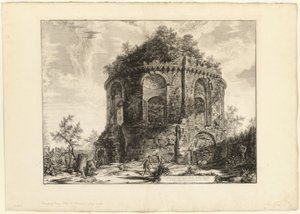 Näkymä ns. Tempio della Tosselle (yskän temppeli) Via Tiburtina -kadulla, kilometrin päässä Tivolista, Rooman näkymistä tekijältä Giovanni Battista Piranesi