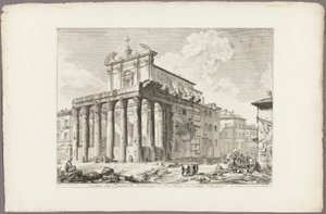 Näkymä Antoninuksen ja Faustinan temppelille Forum Romanumissa, Näkymät Roomaan tekijältä Giovanni Battista Piranesi