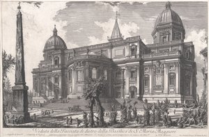 Näkymä S. Maria Maggioren basilikan takasisäänkäynnistä, n. 1760-1778 (etsaus) tekijältä Giovanni Battista Piranesi