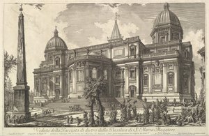 Näkymä S. Maria Maggioren basilikan takasisäänkäynnistä, Veduta di Roma R ..., ca. 1742. tekijältä Giovanni Battista Piranesi