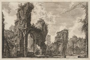 Näkymät Roomaan: Siston rauniot tai molemmat Antoninian kylpylän suuresta salista, 1765.