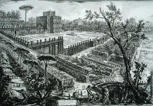 Villa Pamphili, teoksesta "Opere Varie di Architettura, Prospettive, Grotteschi, Antichita", julkaistu 1743 (kaiverrus) tekijältä Giovanni Battista Piranesi