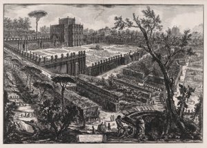 Villa Panfili Porta San Pancrazion ulkopuolella (Villa Pamphilj Porta San Pancrazion ulkopuolella), Vedute di Romasta (näkymät Roomaan) tekijältä Giovanni Battista Piranesi