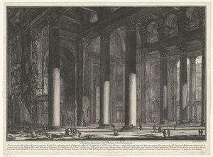 Portaali on Rooman Pantheon Pantheonin Pronaoksen sisäkuva (otsikko esineessä) Gezichten op Rome (sarjan nimi) Näkymät Roomaan suunnitellut ja kaivertanut Giambattista Piranesi arkkitehti Ve (nez) iano (sarjan nimi) tekijältä Giovanni Battista Piranesi