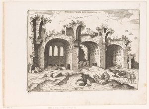 Gezicht op de Basilica van Maxentius te Rome Näkymä Rauhantemppelin raunioista (otsikko esineessä) Rooman rauniot (sarjan nimi) Jotkut Rooman antiikin tärkeät monumentit (...) (sarjan nimi)