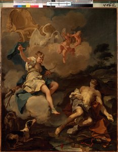 Diana ja Endymion (Diana ja Endymion). Kreikkalaisessa mytologiassa Diana (Artemis) vierailee Endymionin luona yön aikana ja nukahtaa ikuiseen uneen vain pohtiakseen kauneuttaan. Maalaus Giambattista (Giovan Battista) (Giovanni Battista) Pitton