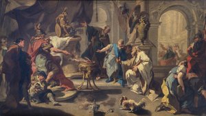 Hannibal vannoi ikuista vihamielisyyttä roomalaisille, n. 1723 (öljy kankaalle) tekijältä Giovanni Battista Pittoni