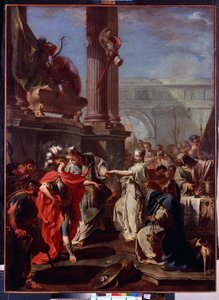 La sacrifice de Polyxene (Polykseenin uhri). Polyxene par Neoptoleme, kreikkalainen sankari sur le tombeau d