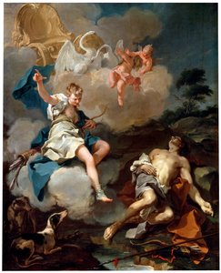 "Diana ja Endymion", 1723 tekijältä Giovanni Battista Pittoni the Younger
