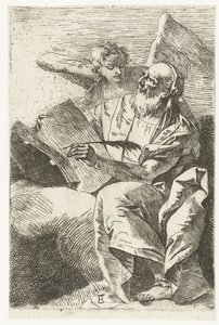 Evankelista Matteus enkelin kanssa Neljä evankelistaa (sarjan nimi) tekijältä Giovanni Battista Tiepolo (attributed to)