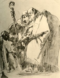 Piispa, kaksi muuta pappia ja diakoni rituaalin kanssa, 1740-luku, 1928 tekijältä Giovanni Battista Tiepolo
