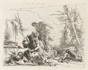 Nainen kädet ketjuissa ja neljä muuta hahmoa, Vari capricci (Various Capriccios) tekijältä Giovanni Battista Tiepolo