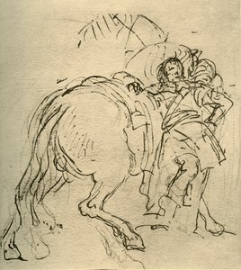 Hevosensa selkään nojaava ratsastaja, 1740-luku, 1928 tekijältä Giovanni Battista Tiepolo