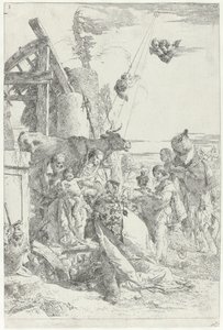 Kolmen kuninkaan Kristuksen lapsen palvonta Scherzi di fantasia (sarjan nimi) tekijältä Giovanni Battista Tiepolo