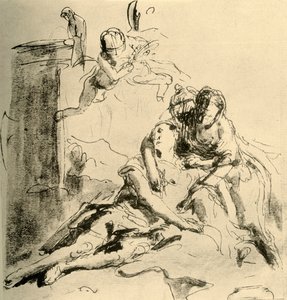 Angelica hoitaa Medorin haavoja, c1757, 1928 tekijältä Giovanni Battista Tiepolo