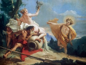 Apollo jahtaa Daphnea, c1755-1760 tekijältä Giovanni Battista Tiepolo