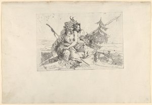 Bacchant, Satyr ja Fauness, Scherzistä, n. 1740. tekijältä Giovanni Battista Tiepolo
