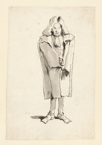 Karikatyyri miehestä, joka käyttää päällystakkia tekijältä Giovanni Battista Tiepolo