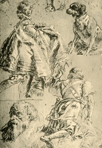Yksityiskohtaiset tutkimukset Würzburgin residenssin Kaisersaalin freskoille, 1751-1752, 1928 tekijältä Giovanni Battista Tiepolo