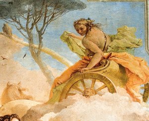 Yksityiskohta Armidasta, Armidasta kaappaamassa nukkuvaa Rinaldoa, Jerusalemin huoneesta toimitettu Palazzinassa, 1757 tekijältä Giovanni Battista Tiepolo