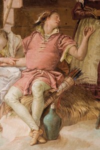 Yksityiskohta Medorosta Angelicasta ja Medorosta lähtemässä talonpoikien luo, Orlando Furioson huoneesta Palazzinassa, 1757 tekijältä Giovanni Battista Tiepolo