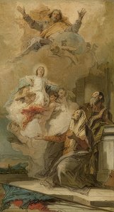 Tahraton sikiäminen (Joakim ja Anna vastaanottavat Marian Jumalalta). Noin 1757-59 tekijältä Giovanni Battista Tiepolo