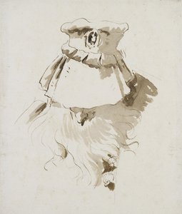 Parrakkaan miehen pää (kynä ja ruskea muste, ruskea pesu mustalla liidulla valkoisella paperilla) tekijältä Giovanni Battista Tiepolo