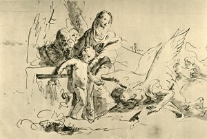 Pyhä perhe ja enkelit, 1700-luvun puoliväli, 1928 tekijältä Giovanni Battista Tiepolo