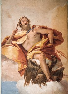 Jove the Thunderer kotkan kanssa, Olympian jumalien huoneesta Foresteriassa (vierastalo) 1757 tekijältä Giovanni Battista Tiepolo