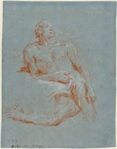Mies alaston kyynärpäähän nojaa (verso) tekijältä Giovanni Battista Tiepolo