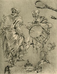 Mies takaa katsottuna, rumpali ja pienet opiskelut, 1751-1752, 1928 tekijältä Giovanni Battista Tiepolo